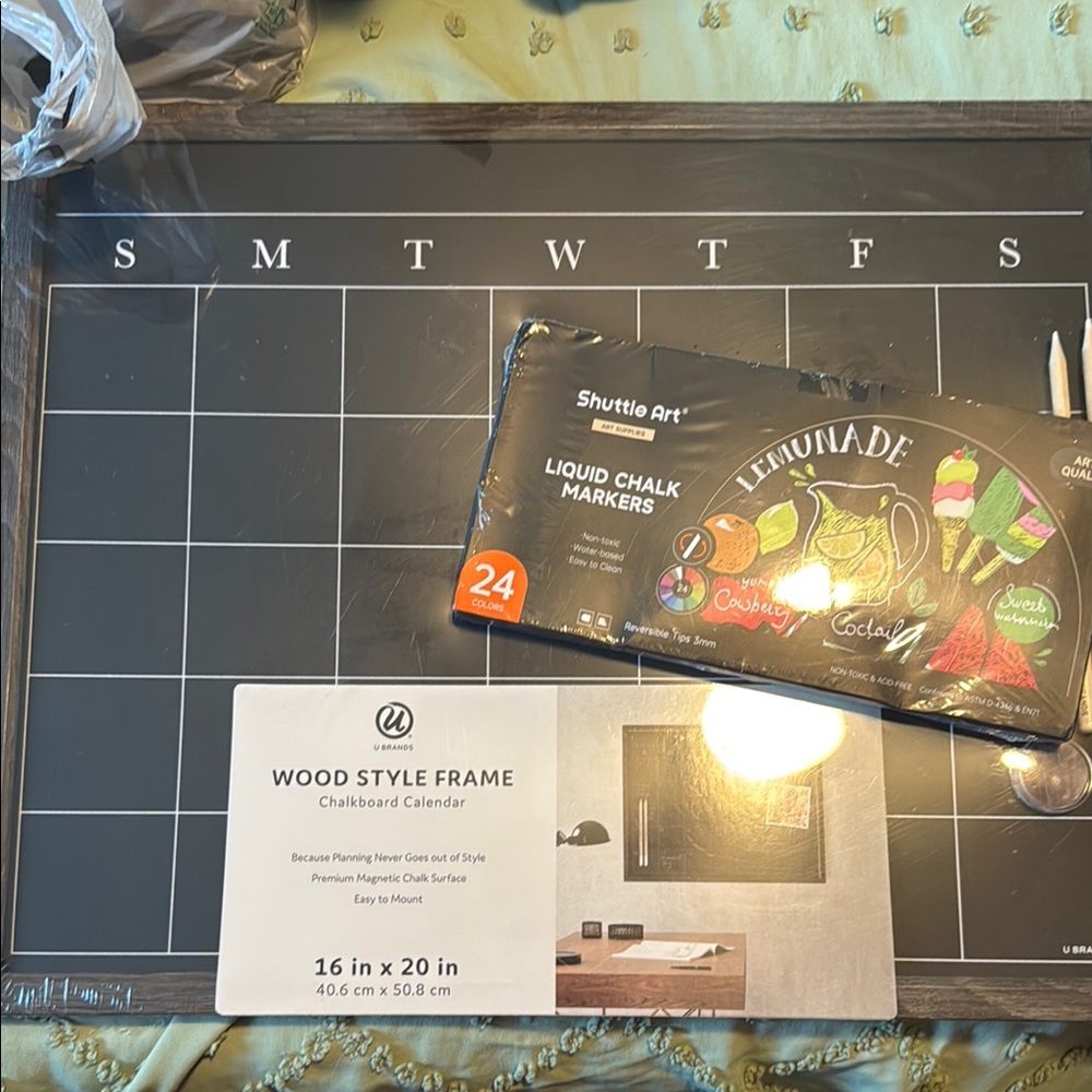 Black Chalkboard Calendar with Liquid Chalk Markers